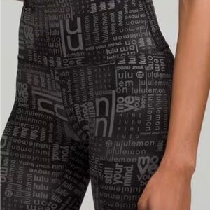 lululemon athletica Black Geometric Leggings Wunder Train Contour